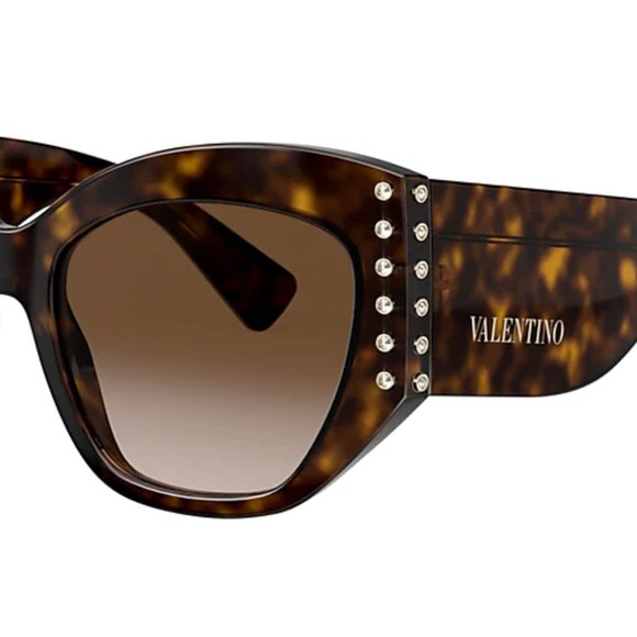 ? NEW Valentino Embellished Cat Eye Havana Sunglasses main image 4